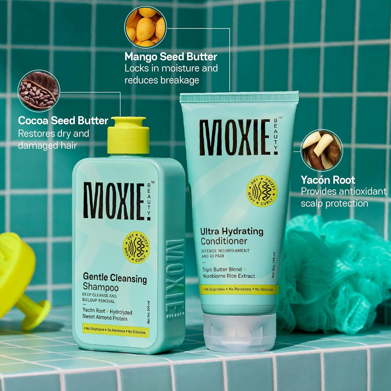 Moxie Beauty Shampoo & Conditioner Combo |1.5x Stronger hair | Paraben and Sulfate-Free | Rinse & Shine Duo | Gentle Cleansing Shampoo (200ml) & Ultra Hydrating Conditioner (175ml)