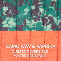 Furhaven Outdoor Travel Dog Bed for Large/Medium Dogs w/ Carry Bag, Washable & Foldable, Great for Crates & Kennels - Trail Pup Travel Pillow Mat w/ Stuff Sack Bag - Paprika/Camo-Paw, Large Trail Pup Travel Bed 39.0