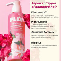 PLIX - THE PLANT FIX Hibiscus Bond Repair Advanced Oil, Shampoo & Conditioner | Repairs Damaged Hair Due To Heat Styling | Restores Strength, Reduces Frizz & Split-Ends