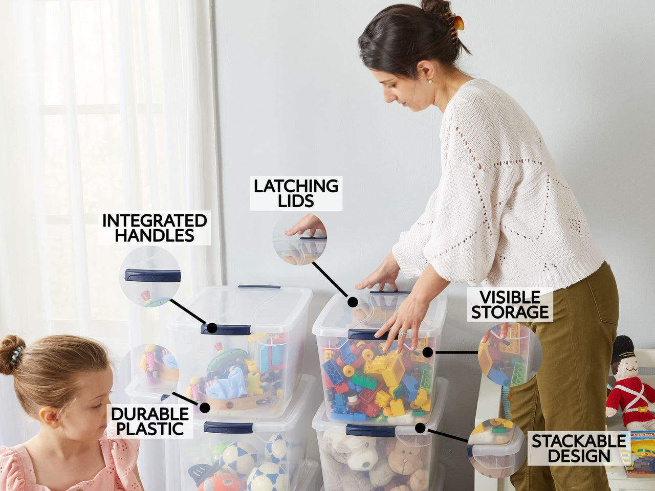 Rubbermaid Cleverstore Under the Bed 70 Qt Wheeled 2-Pack, Clear Storage Bins with Latching Lids, Stackable, BPA-Free, Made in USA Under the Bed - 2 Pack