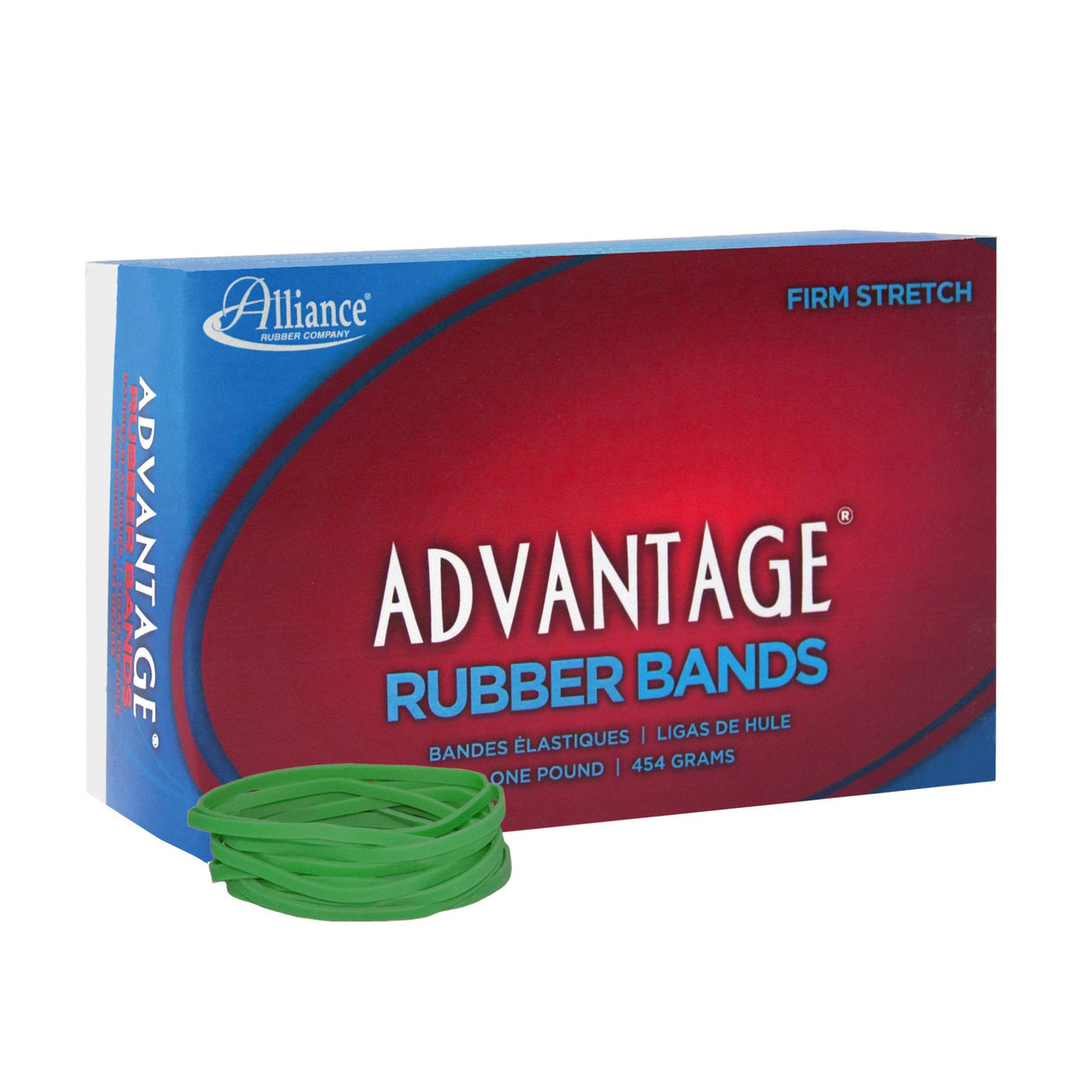 Alliance Rubber 66325 Advantage Rubber Bands Size #32, 1 lb Box Contains Approx. 700 Bands (3" x 1/8", Green)
