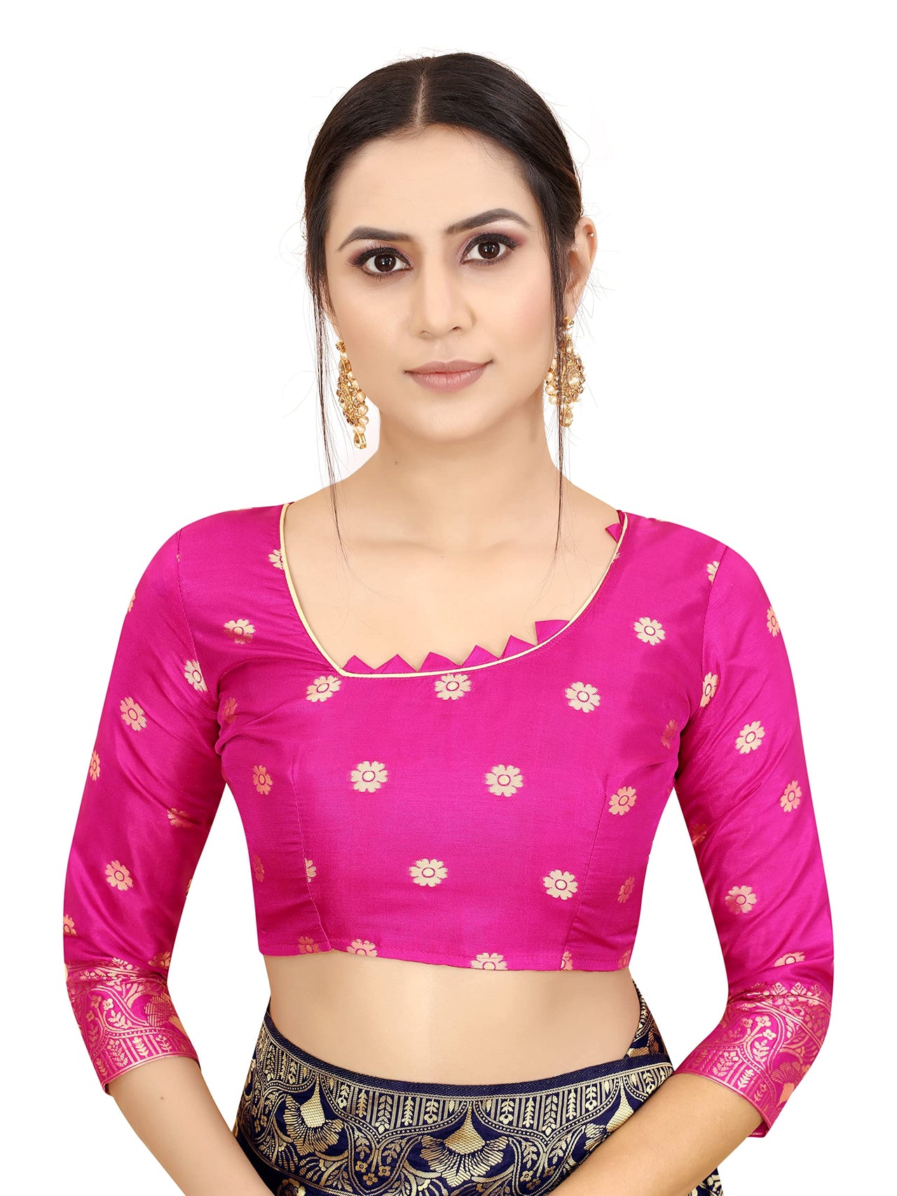 SATYAM WEAVES Women's  Banarasi Cotton Silk Saree With Blouse Piece