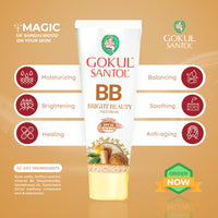 Gokul Santol Pure Sandalwood BB Cream - Brightening Beauty Cream with UV Protection | 25g (Pack of 3) | Moisturizing & Blemish-Free Coverage