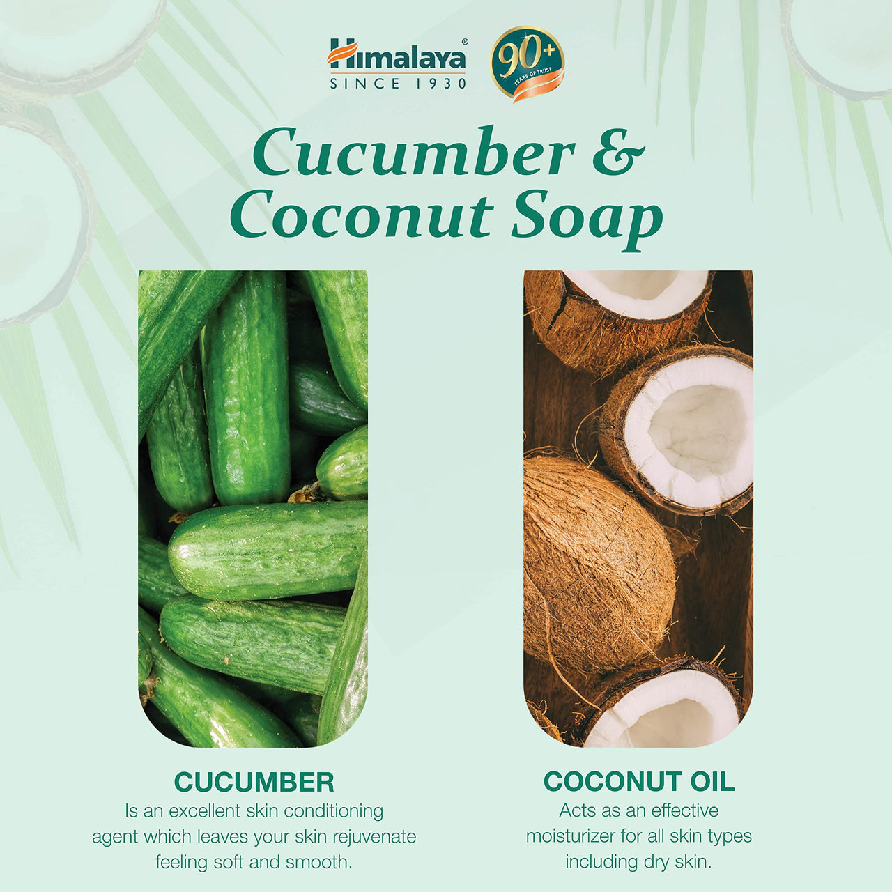 Himalaya Herbals Refreshing Cucumber Soap & Coconut Soap, 75gm