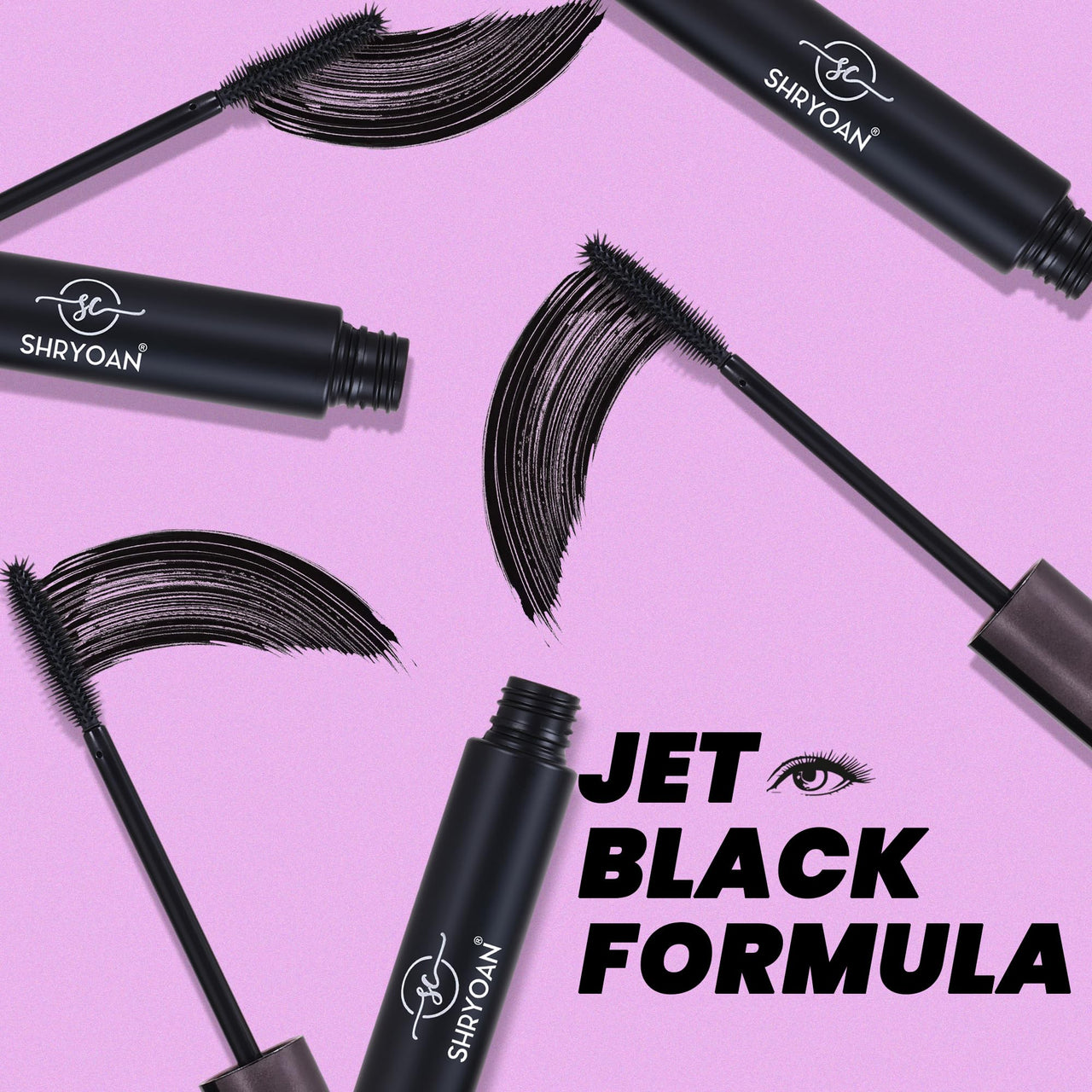 Shryoan Long-Lash Lengthening Jet Black Mascara | Water & Smudge Proof | Long Lasting & Boost Volume Mascara | Upto 18 Hours Stay ( 15 ml )