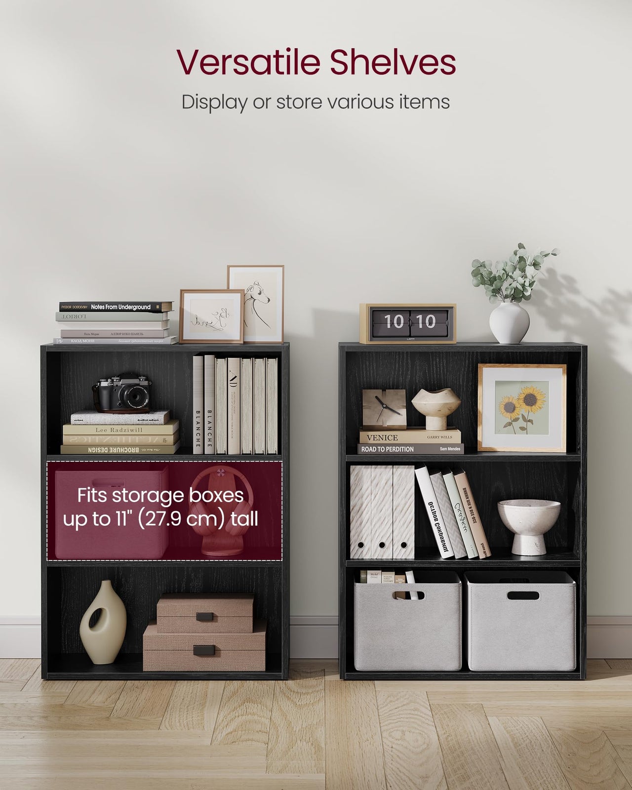 VASAGLE Bookshelf, 23.6 Inches Wide, 4-Tier Open Bookcase with Adjustable Storage Shelves, Floor Standing Unit, Cloud White ULBC164T14 1 Pack 4 Tiers (23.6"W x 42.4"H)