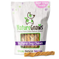 Nature Gnaws Tripe Twists for Dogs - Premium Natural Beef Sticks - Simple Single Ingredient Crunchy Dog Chew Treats - Rawhide Free 20 Count (Pack of 1)
