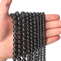 35pcs 10mm Natural Black Hematite Gemstone Beads Energy Healing Crystal Round Loose Stone Beads for Jewelry Making, DIY Bracelets Necklaces