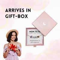 Mother’s Ray Pregnancy Crystal Necklace – 18k Gold-Plated Mom Necklace for Mothers To Be – Healing Crystal Necklace with Amethyst, Rose Quartz, Moonstone – Pregnancy New Mom Gifts for Women