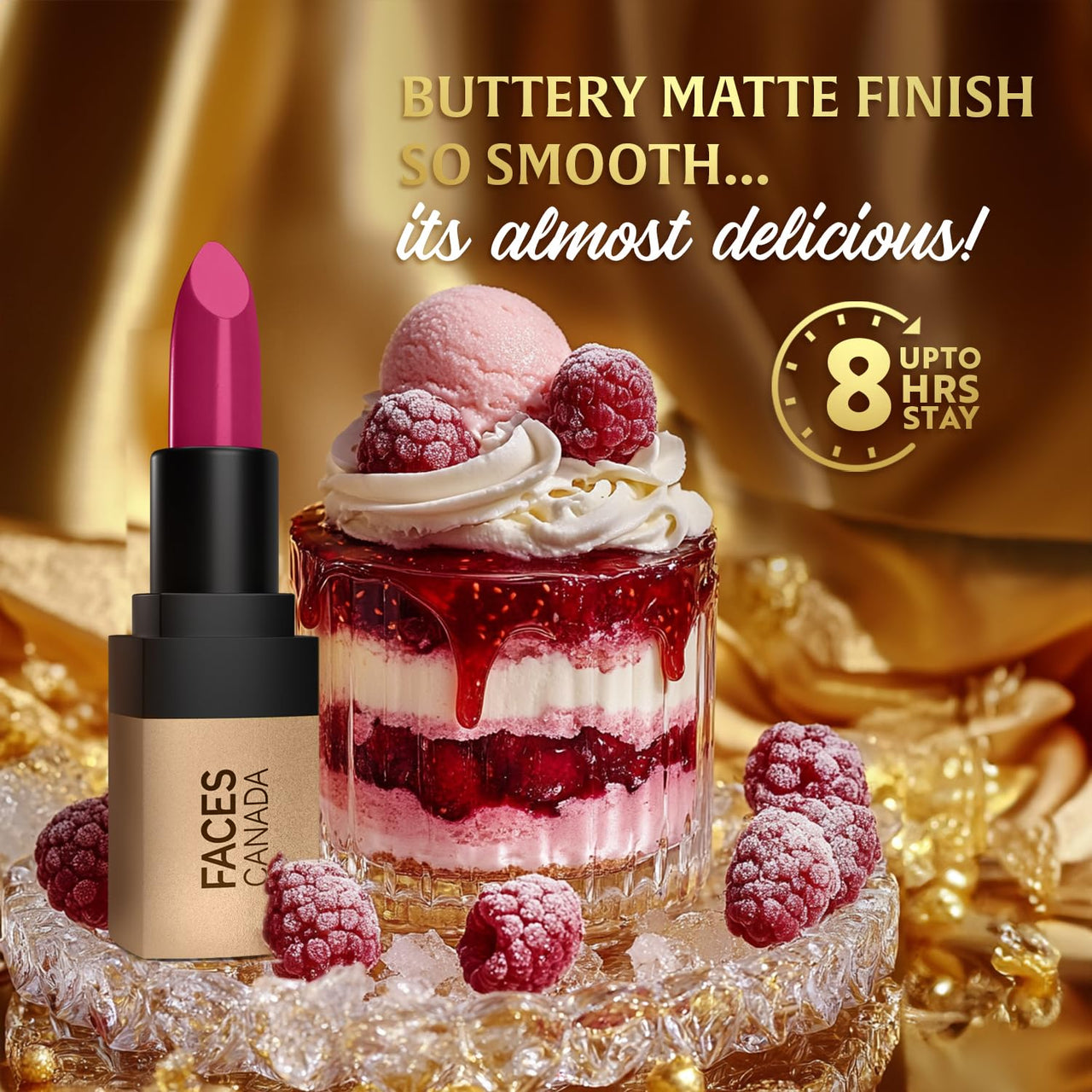 FACES CANADA Comfy Matte Velvet Touch Lipstick - Raspberry Sorbet 11, 4.2g | Velvety Matte Finish | 8HR Longstay | Intense Colour | Hydrating Lips | Smooth Application