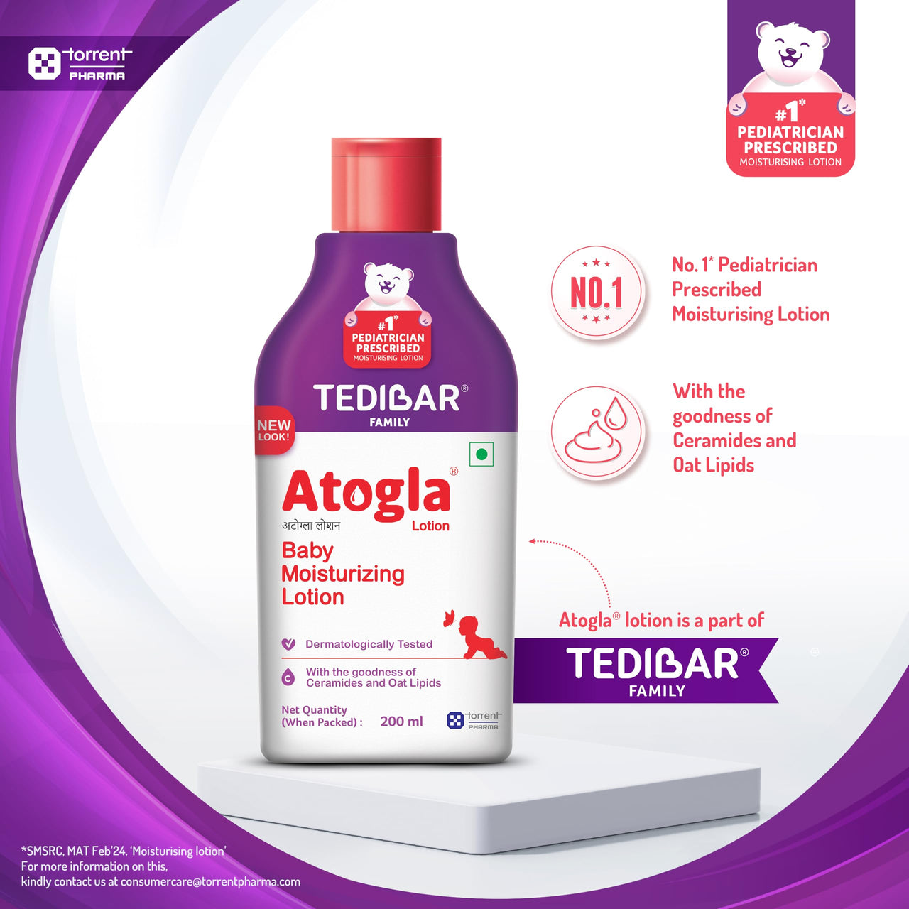 Tedibar Moisturising Baby Bathing Bar 75g + Atogla Baby Lotion 200ml - By Torrent Pharma