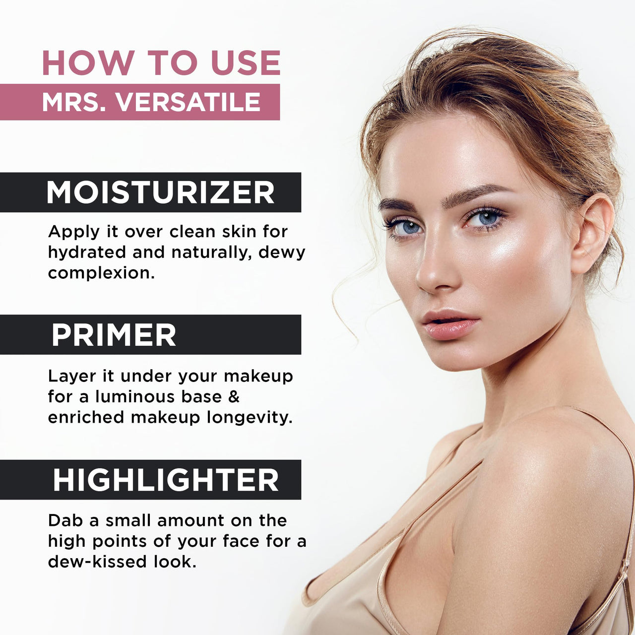 Orgatre Strobe Glow Cream for Instant Face Radiance | Primer Highlighter Moisturizer with Vitamin C, Almond Oil, Niacinamide & Hyaluronic Acid | Makeup Base for Oily Acne-Prone Skin | Pink Shade | 30g