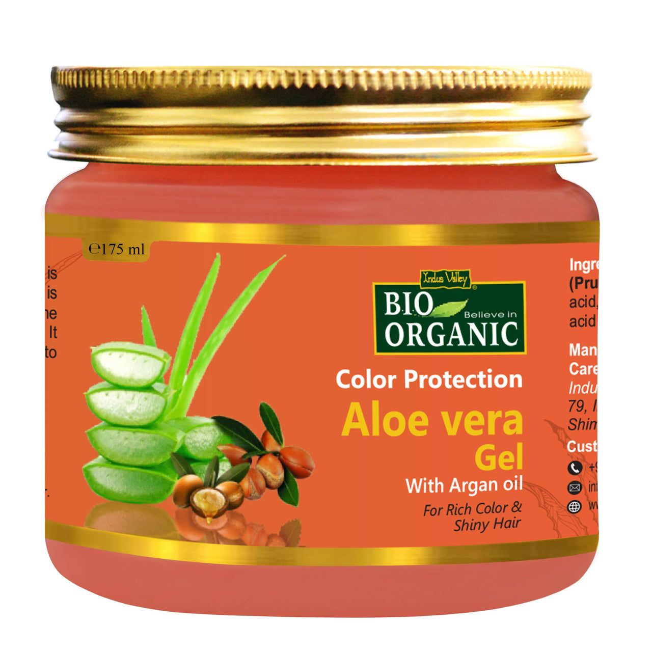 INDUS VALLEY Bio Organic Color Protection Aloe Vera Gel With Argan Oil For Rich Colour & Shiny Hair - (175ml)