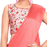 Cloud walker Women Soft Satin Silk Saree With Digital Printed Unstiched Blouse Piece(5.5m Saree +0.8m Blouse Piece).