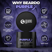 Beardo PurpleX Teeth Whitening Powder, 50g | Stain Removal and Teeth Whitening Solution | Enamel Safe | Prevents Bad Breath | With Papain and Bromelain Enzymes for Stain removal | Peroxide Free