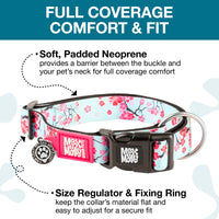 Max & Molly Soft Padded Neoprene Dog Collar w/Smart ID Gotcha! QR Pet Safety Tag, Durable, Waterproof, Anti-Stink, Machine Washable Collar for Dogs, Cherry Bloom Design, S
