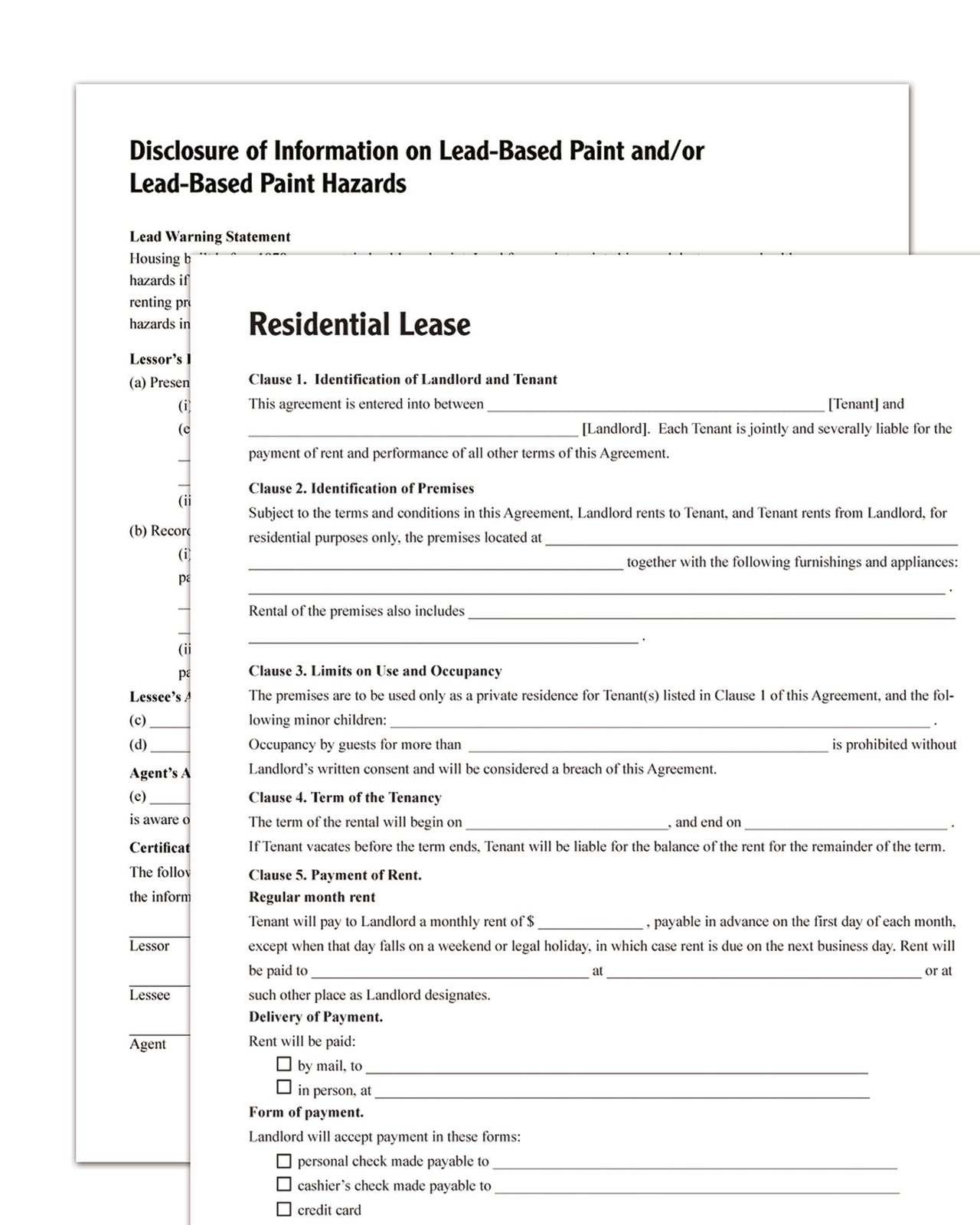 Adams Residential Lease, Forms and Instructions [Print and Downloadable] (LF310)