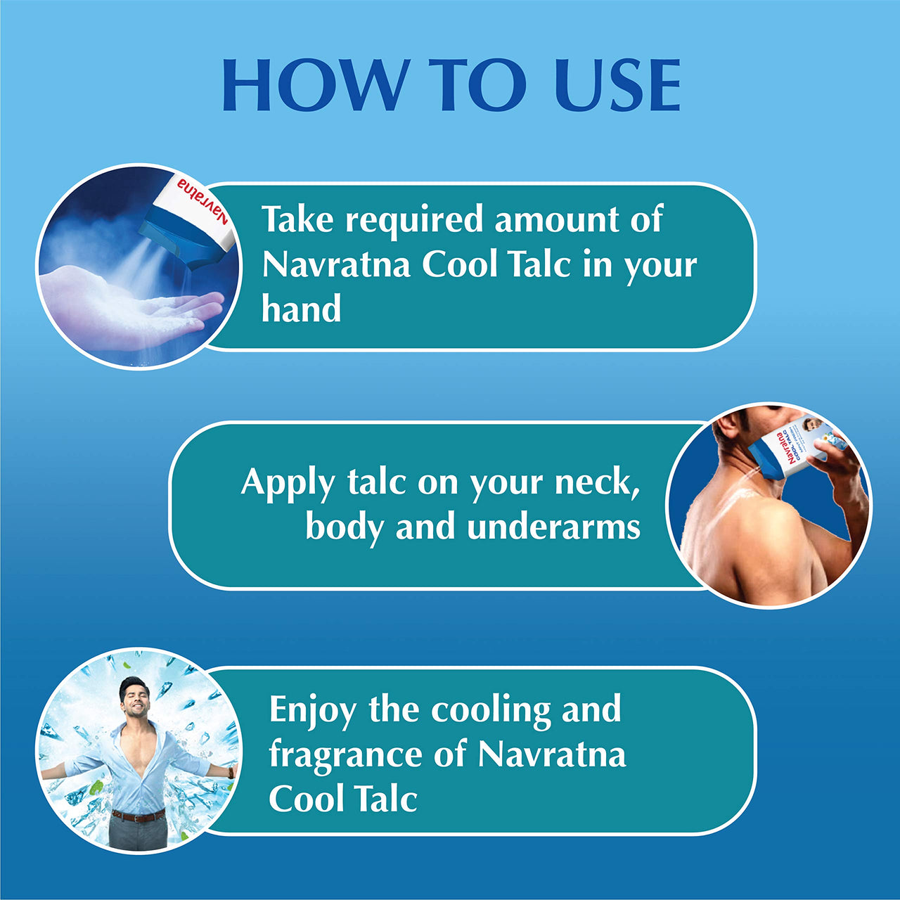 Navratna Cool Mint Fresh Talc | Instant Sweat Absorption and Cooling Effect |Body Odour Protection | Long Lasting Freshness and Fragrance, 400gm