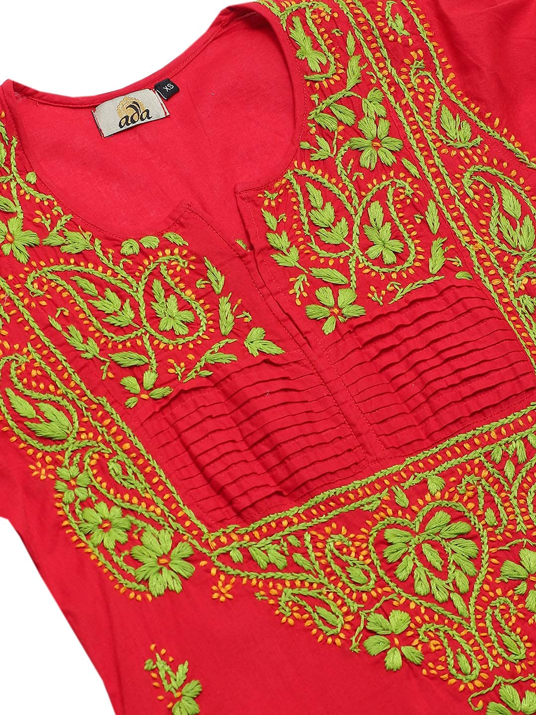 Ada Women's  Cotton Top Hand Embroidered Lucknowi Chikankari Tunic Kurti