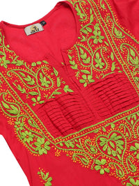 Ada Women's  Cotton Top Hand Embroidered Lucknowi Chikankari Tunic Kurti