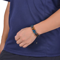 DHQH Triple Protection Bracelet 8/10MM Hematite Black Agate Tigers Eye Stone Bracelet Crystal Jewelry Healing Bead Bracelets for Men Bring Luck, Prosperity and Happiness F-8MM Triple Beads Double