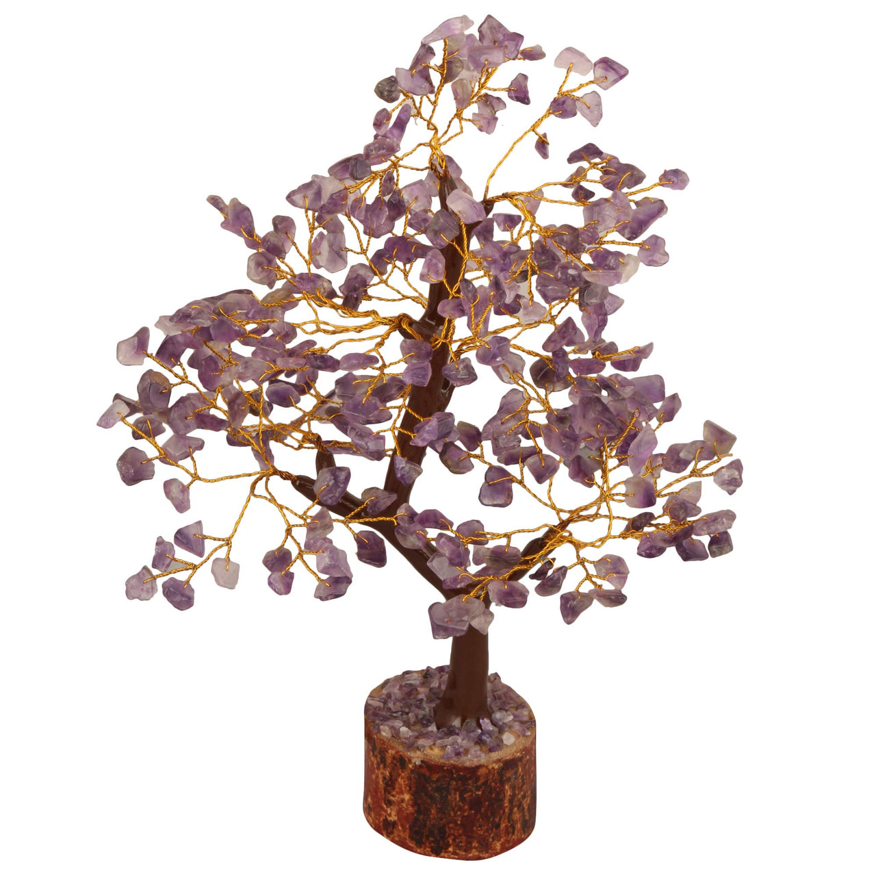 Amethyst Chakra Tree of Life - Crystal Tree for Positive Energy, Feng Shui Decor - Handmade Gemstone Tree, Good Luck Money Bonsai, Purple Healing Crystals, Meditation Stone, Spiritual Mystical Gift Amethyst (Golden Wire)