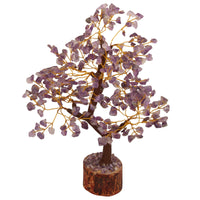 Amethyst Chakra Tree of Life - Crystal Tree for Positive Energy, Feng Shui Decor - Handmade Gemstone Tree, Good Luck Money Bonsai, Purple Healing Crystals, Meditation Stone, Spiritual Mystical Gift Amethyst (Golden Wire)