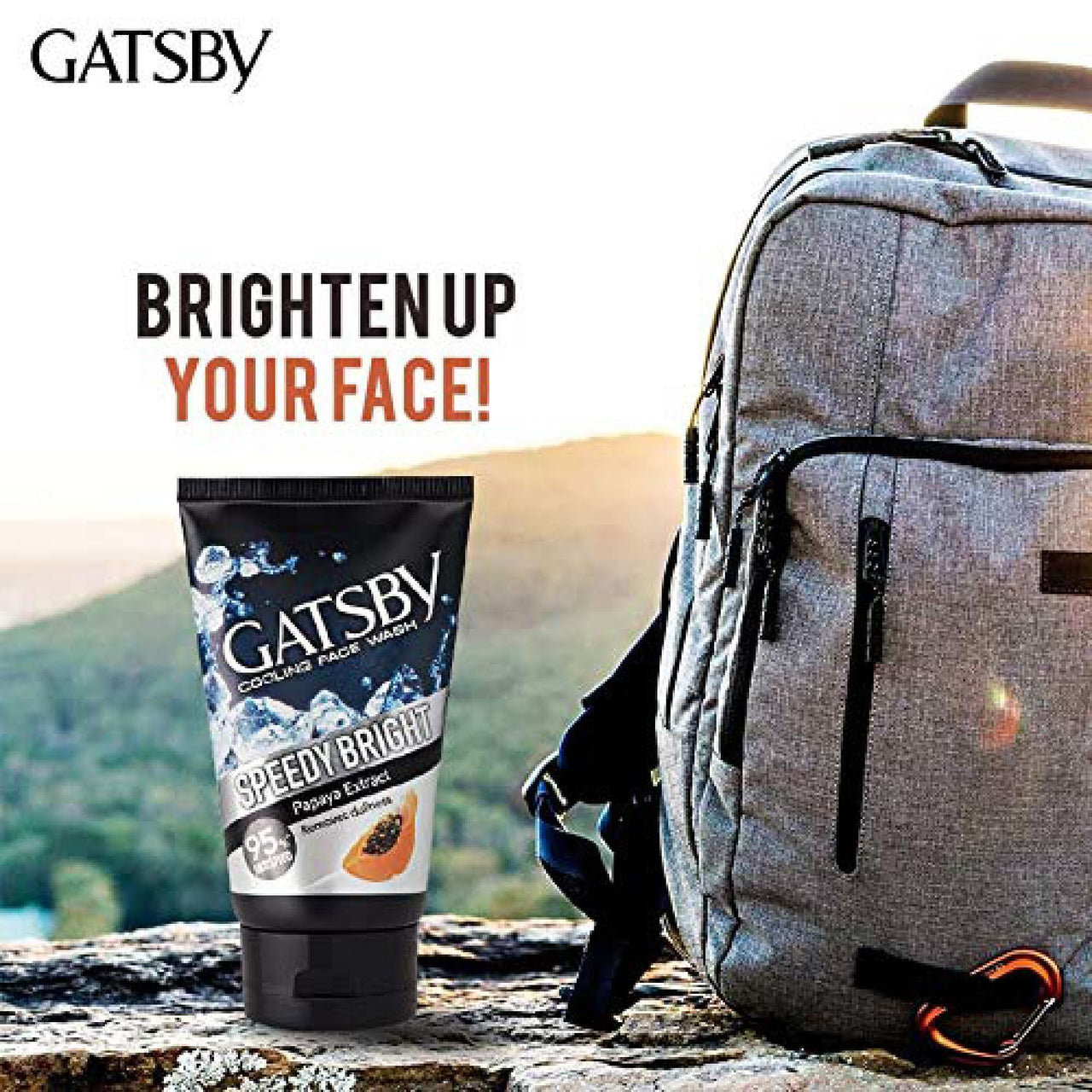 Gatsby Japan Cooling Face Wash - Clear Whitening, Contains Papaya & Yam Bean Extracts, Removes Dullness, Speedy Bright, 100gm