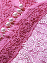 Ada Women's  Hand Embroidered Faux Georgette Lucknowi Chikankari Kurti with Slip