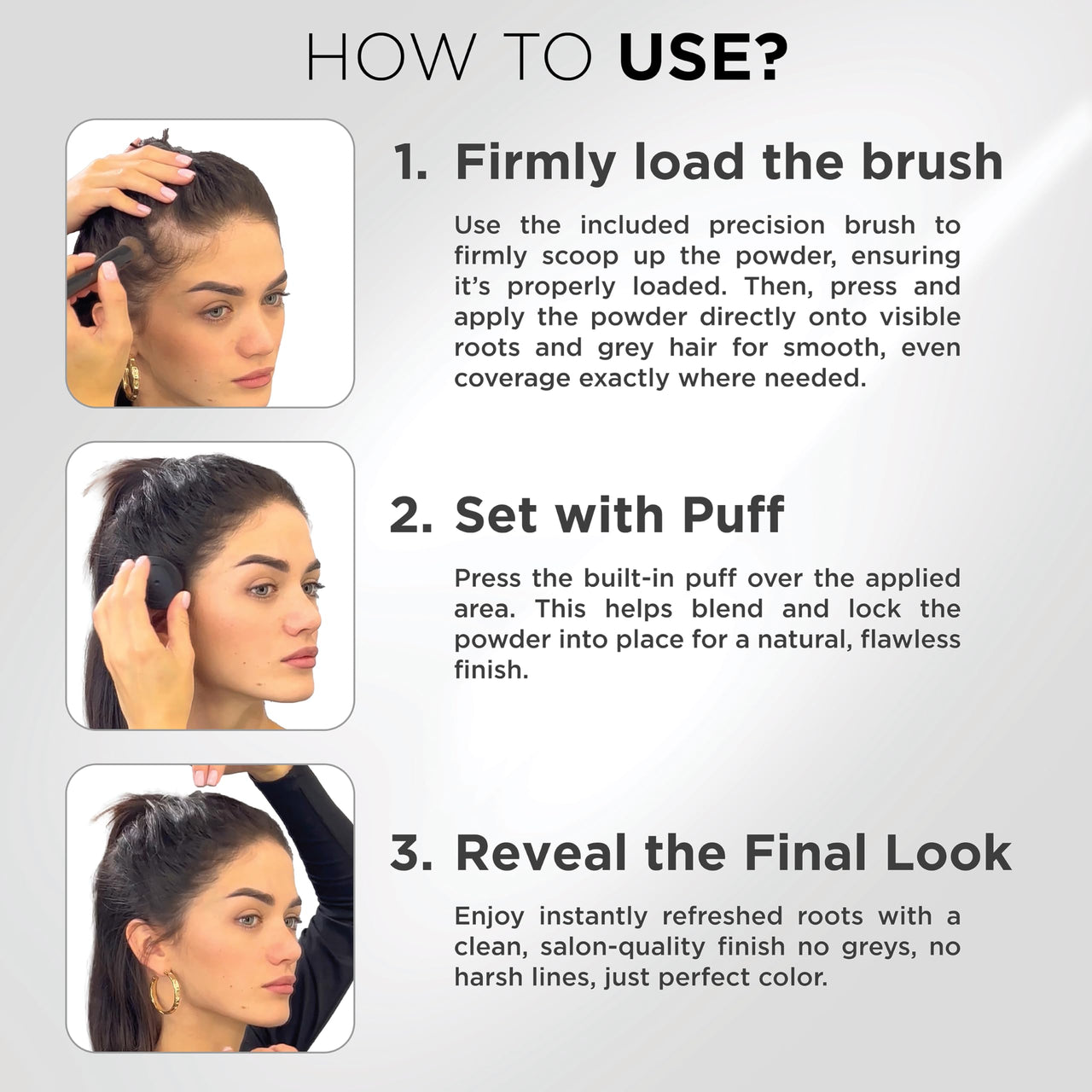 THICK FIBER Root Touch Up Powder, Root Cover for Thin & Bald Head - Water & Sweat Resistant Hair Powder for Thinning Hair Women, Includes Brush (Black) 4 Grams