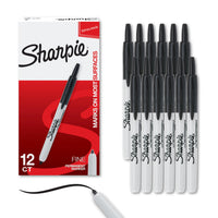 Sharpie Retractable Permanent Markers, Fine Tip Marker Set, Office Supplies, Teacher Supplies, Black, 12 Count 12 Count Black