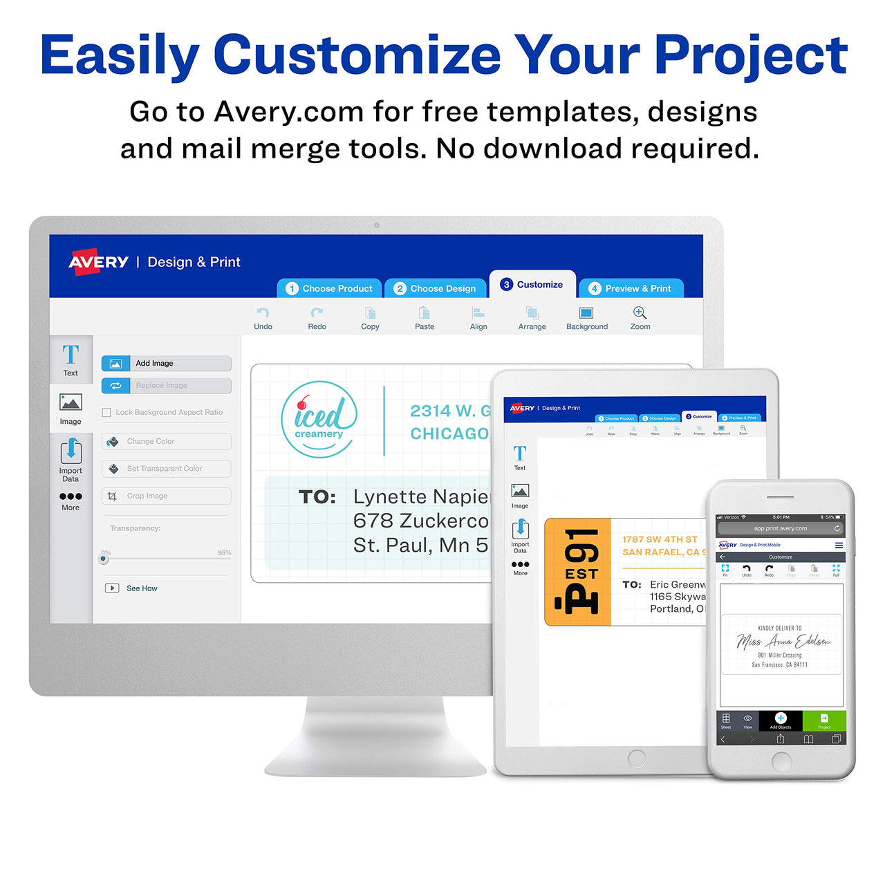 Avery Printable Return Address Labels with Sure Feed, 2/3" x 1-3/4", White, 1,500 Blank Mailing Labels (08195)