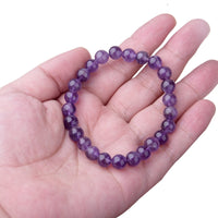 WRCXSTONE Natural 8mm Gorgeous Semi-Precious Gemstones Healing Crystal Stretch Beaded Bracelet Unisex Amethyst