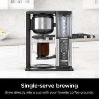 Ninja Specialty Coffee Maker, Hot & Iced Coffee, 6 Brew Styles, 8 Sizes, Small Cup to Travel Mug, 10-Cup Carafe, Fold-Away Frother, Permanent Filter, Removable Reservoir, Black, CM401 10 cup - Stainless Steel