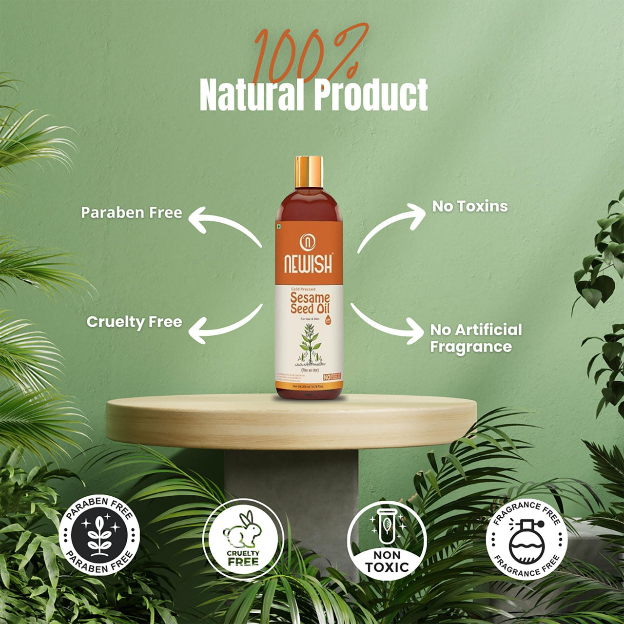 Newish Cold Pressed Sesame oil for Hair, Skin and Massage (Til Ka Tel/Til Oil,Gingelly oil,) 100% pure & natural 200ml