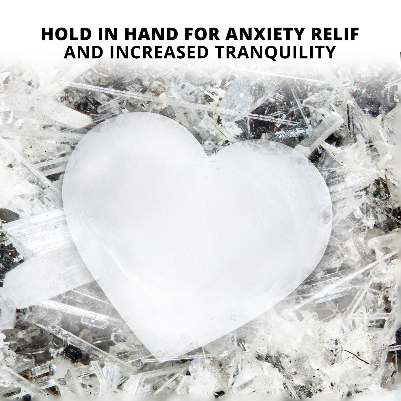 Himalayan Glow 10cm Selenite Crystal Heart Stone for Healing and Meditation, Stone-10 cm, White