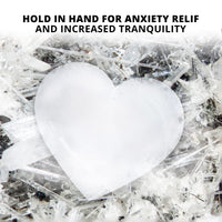 Himalayan Glow 10cm Selenite Crystal Heart Stone for Healing and Meditation, Stone-10 cm, White