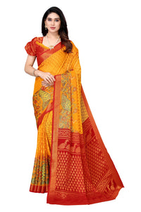 Winza Designer Women's  Chiffon Brasso Floral Printed Saree with Blouse Piece