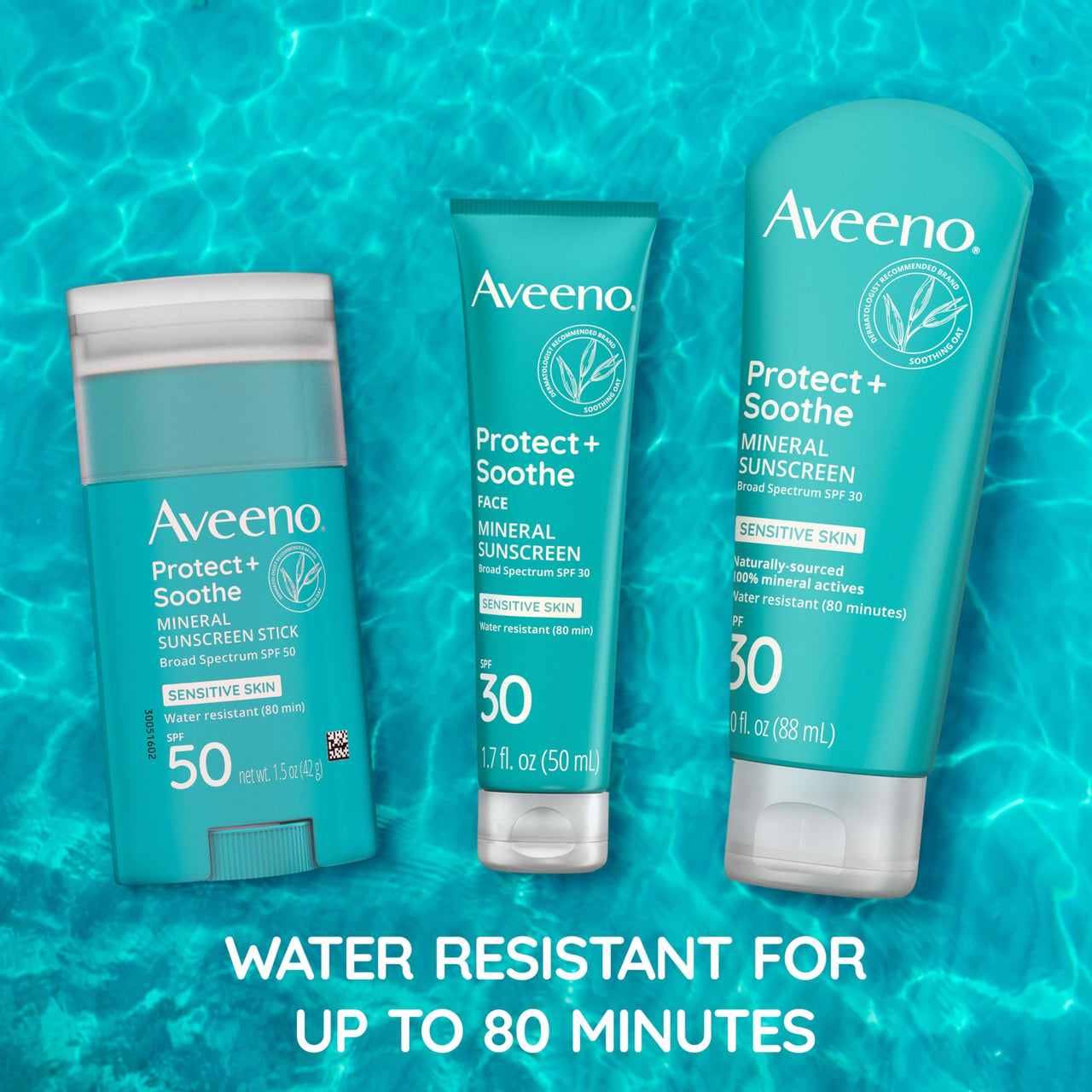 Aveeno Protect + Soothe Mineral Sunscreen Stick for Sensitive Skin SPF50, 1.5oz/42g