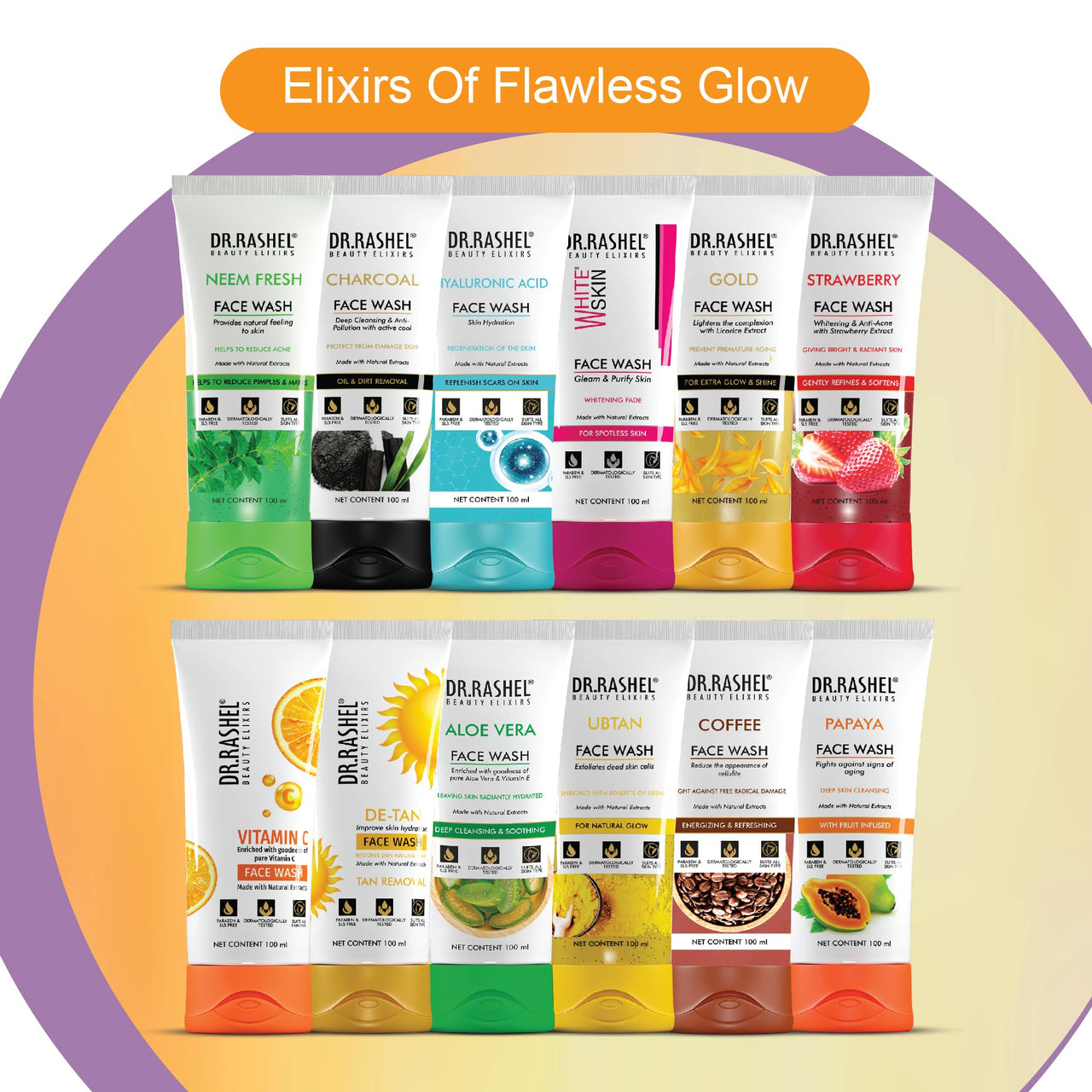 DR.RASHEL Vitamin C Face Wash Enriched with Goodness of Vitamin C with No Parabens, SLS, Silicones & Colour (100 ml)