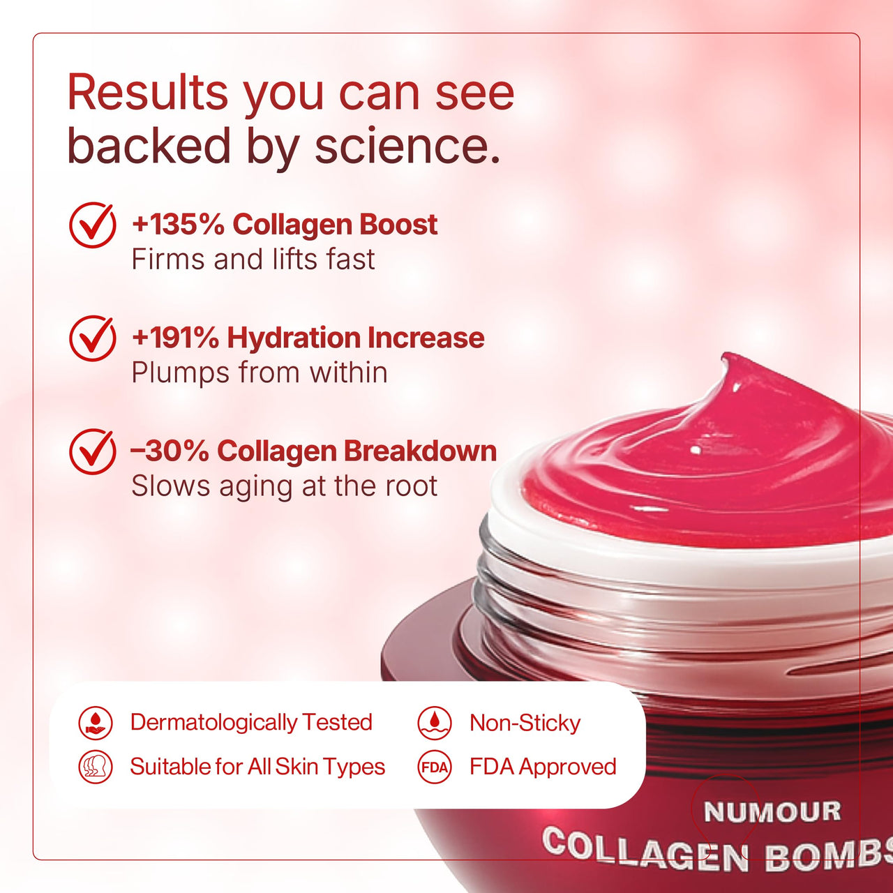 Numour Collagen Bombshell 30g | India’s 1st Korean Hydrolyzed Collagen Jelly | Sonic Massage & LED Red Light Therapy for Face | Sagging, Fine lines & Dullness | Anti-Aging Moisturizer | All Skin Types