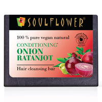 Soulflower Conditioning Onion Ratanjot Soap | Shampoo Bar | Hair Cleansing Bar | Handmade, 100% Pure, Natural & Cold processed Grade 1 BIS Standard Premium & Luxurious Soap, 150g