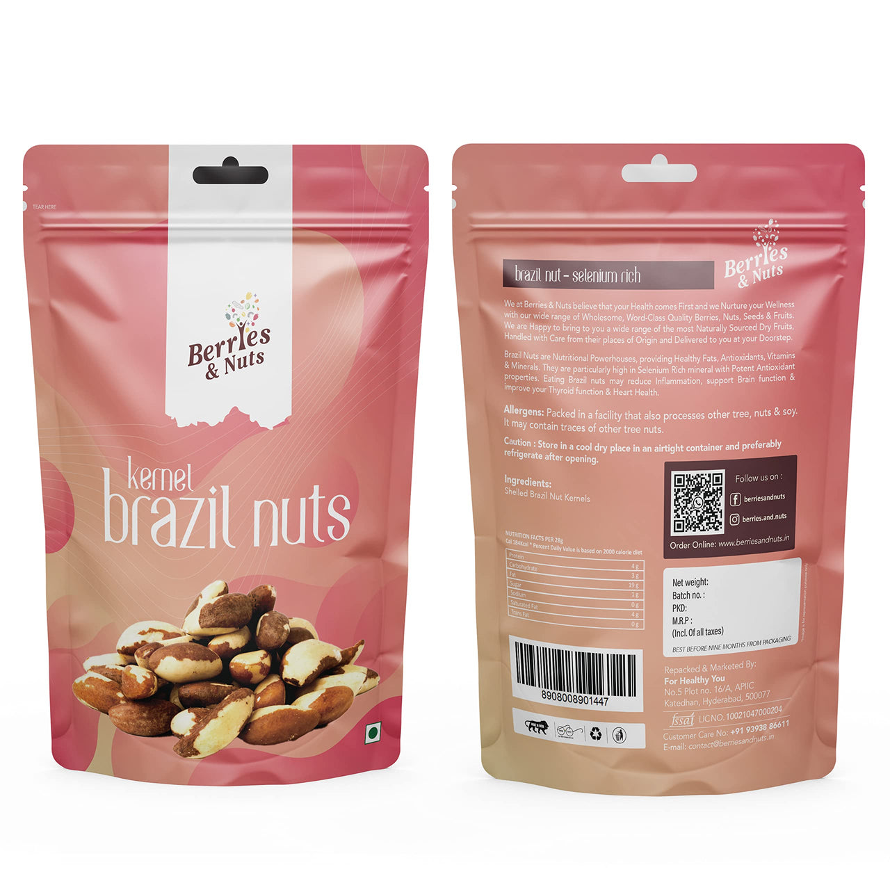 Berries And Nuts Premium Jumbo Brazil Nuts 200 Grams Pouch | Selenium Rich | 1 Pack Of 200 Grams - Kernel