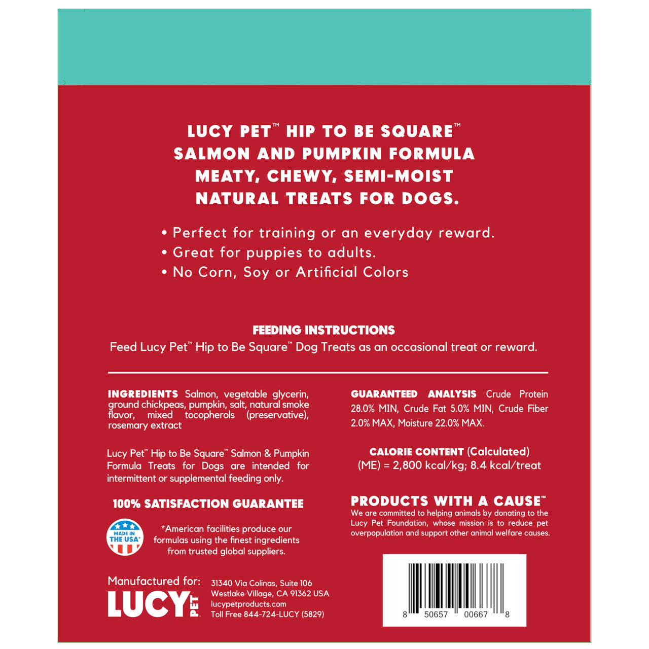 Lucy Pet Hip To Be Square Salmon And Pumpkin Dog Treats 6Oz 6 Ounce (Pack of 1)