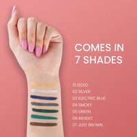 Seven Seas Double Intense Non Transfer Gel Matte Kajal Longwear Eye Pencil | Long Stay | Smooth One Stroke Application | Intense Color Pay Off | Soft Blendable Formula | With Sharpener (Silver)