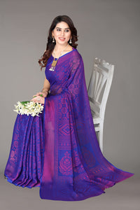 Winza Designer Women's  Chiffon Brasso Printed Saree with Blouse Piece (WDP Brasso Malini W)