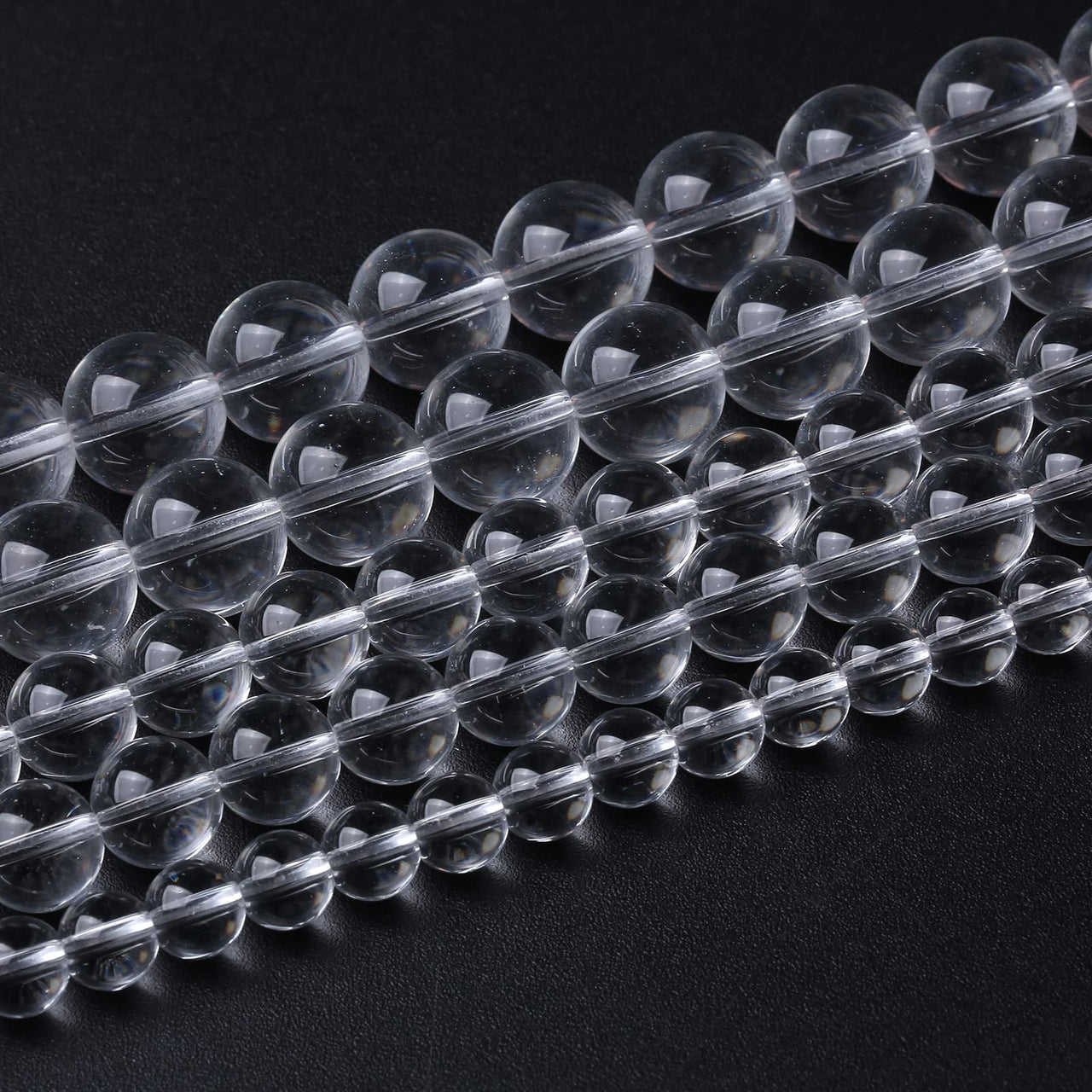 46PCS 8mm White Crystal Quartz Glass Beads Natural Stone Round Loose Beads for Jewelry Making DIY Bracelet Necklace 15 Inch ,Energy Stone Healing Power (8mm, White Crystal Glass)