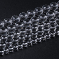 46PCS 8mm White Crystal Quartz Glass Beads Natural Stone Round Loose Beads for Jewelry Making DIY Bracelet Necklace 15 Inch ,Energy Stone Healing Power (8mm, White Crystal Glass)