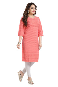 QUEEN SHIELD Women's  Knee Length Rayon Chikan-Kari KurtaKurti (QS_6631)