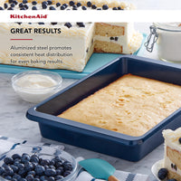 KitchenAid 9 x 13-In Nonstick Swiss Engineered Aluminized Steel Cake Pan, Dishwasher Safe, Ink Blue 9x13in